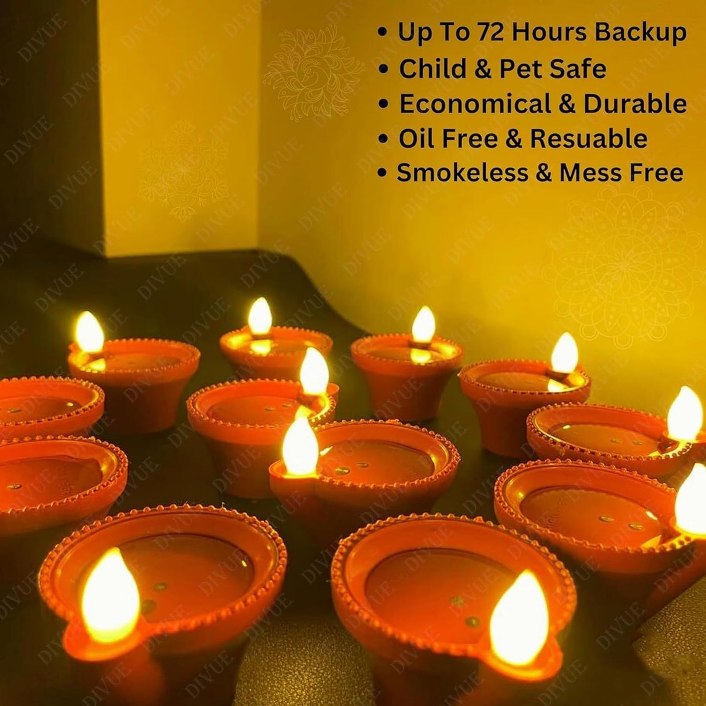 Reusable Water Sensor Lighting Diya's For Diwali, Pooja & Gifting ( PACK OF 6,/12,/18,/24 )