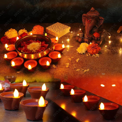 Reusable Water Sensor Lighting Diya's For Diwali, Pooja & Gifting ( PACK OF 6,/12,/18,/24 )