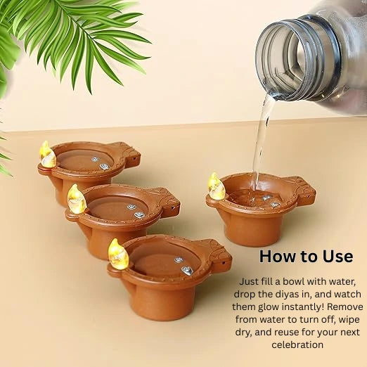 Reusable Water Sensor Lighting Diya's For Diwali, Pooja & Gifting ( PACK OF 6,/12,/18,/24 )
