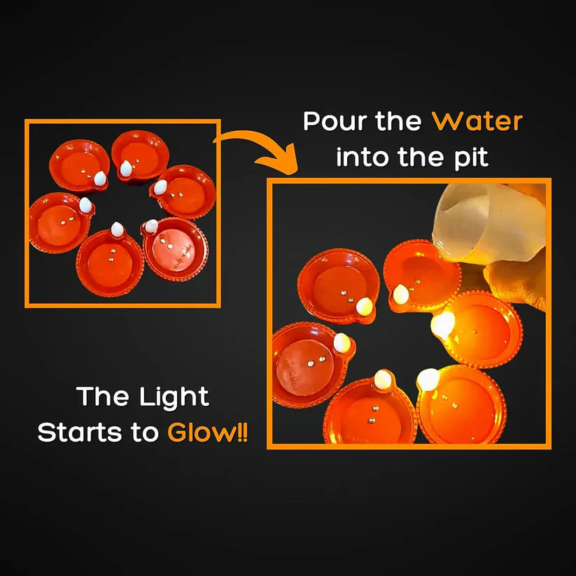Reusable Water Sensor Lighting Diya's For Diwali, Pooja & Gifting ( PACK OF 6,/12,/18,/24 )